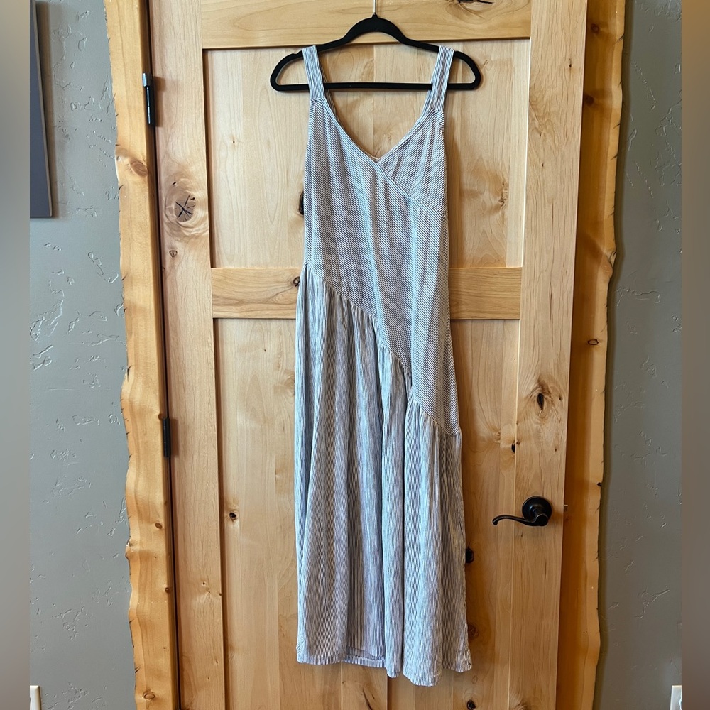 Caslon Cotton Blend Maxi Dress, White/Navy Stripe Size S